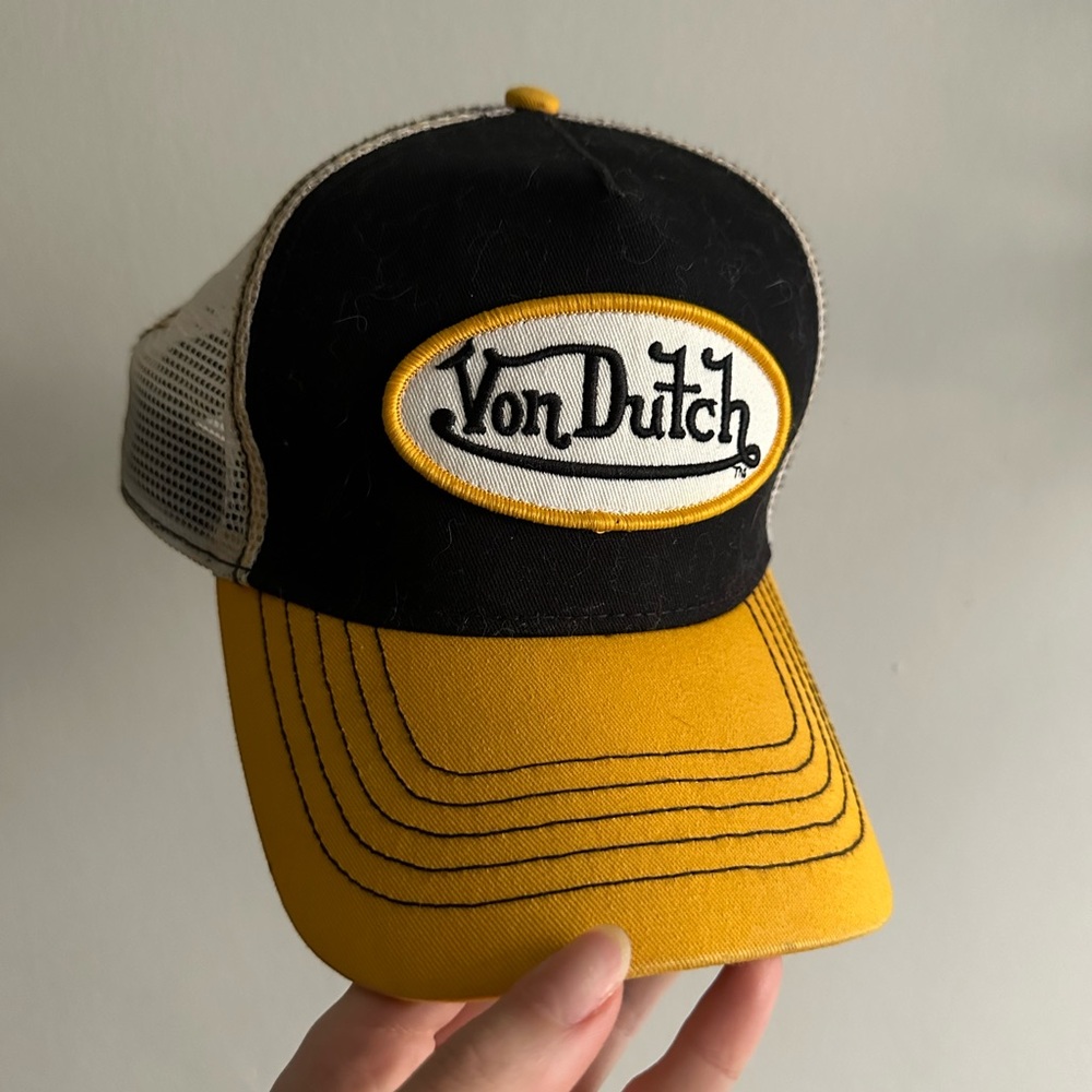 Von Dutch Snapback Cap, Yellow and Black Mesh Hat